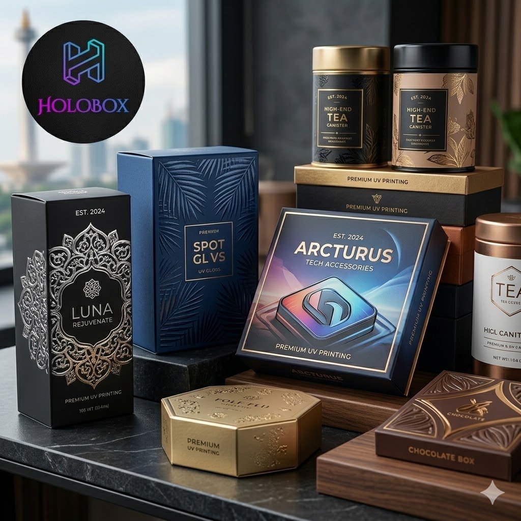 Hasil cetak UV premium packaging