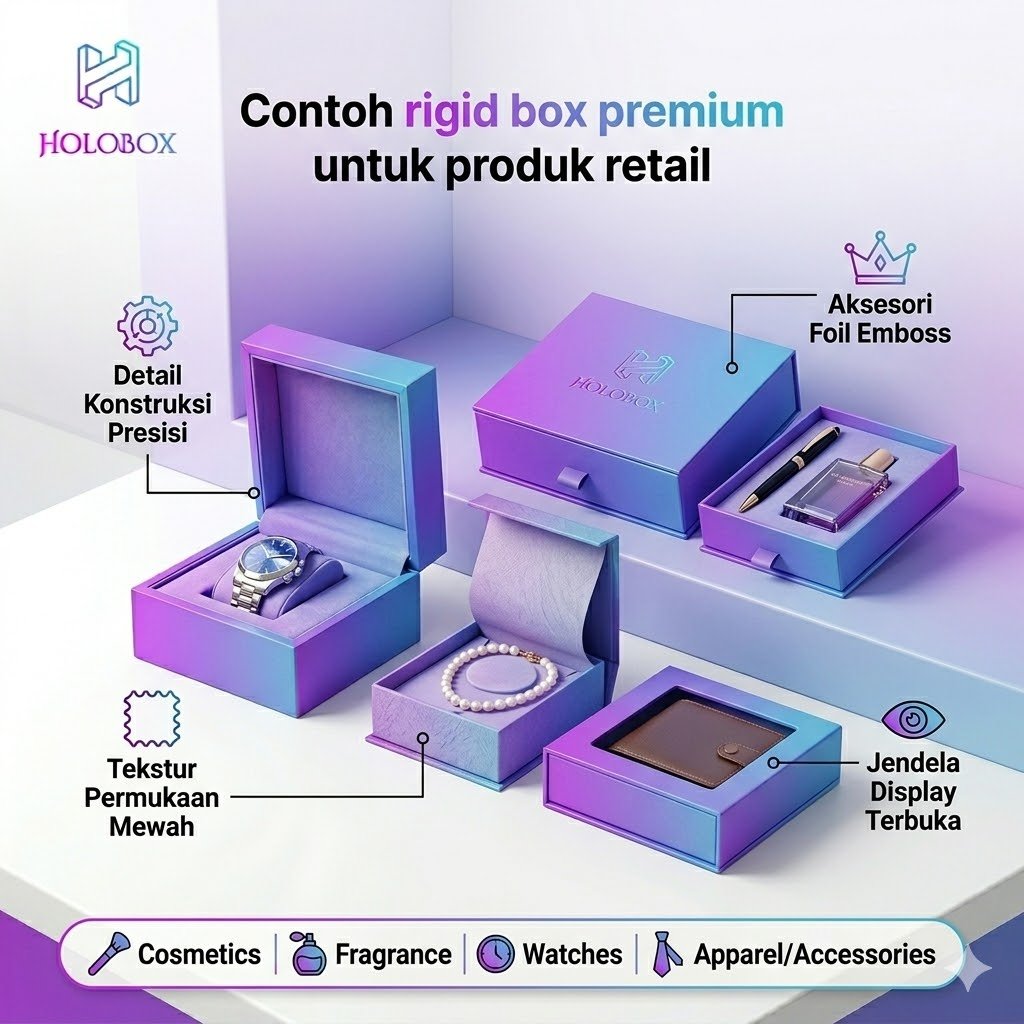 Contoh rigid box premium untuk produk retail