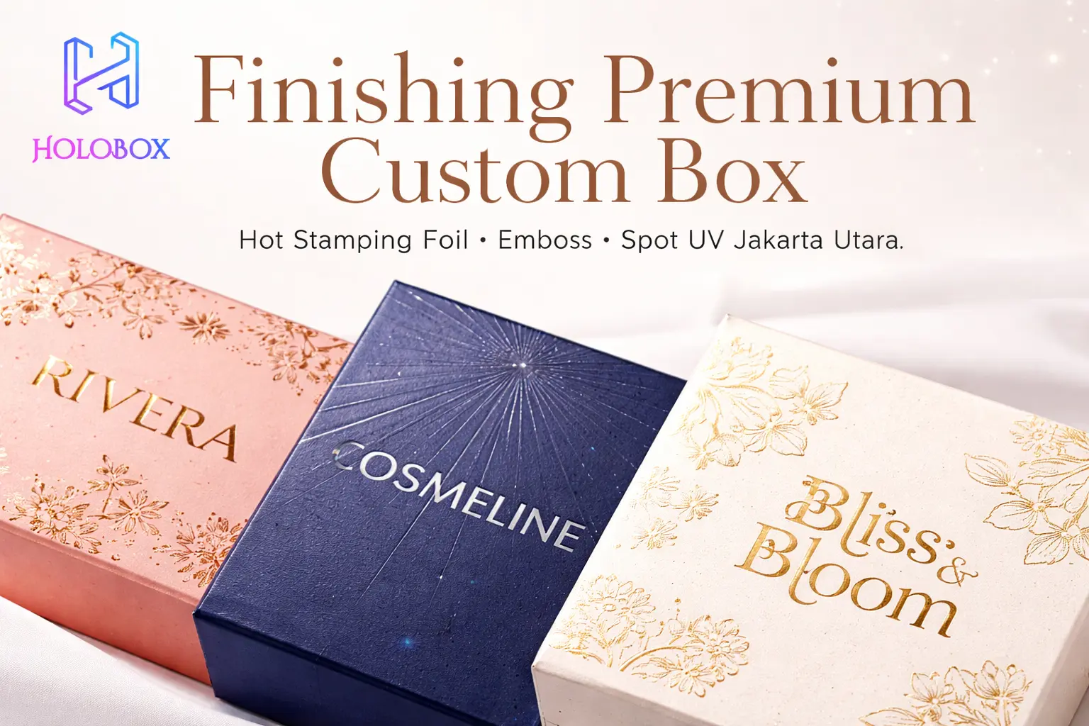 finishing premium custom box hot stamping foil emboss spot uv jakarta utara