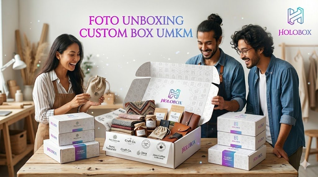 foto unboxing custom box UMKM