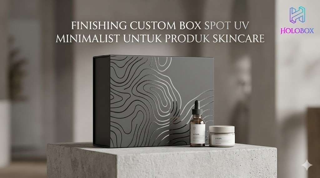 finishing custom box menggunakan spot uv minimalist untuk produk skincare