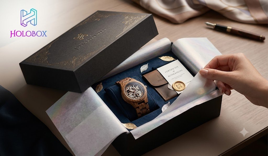 Unboxing experience premium dengan rigid box custom dari Holobox