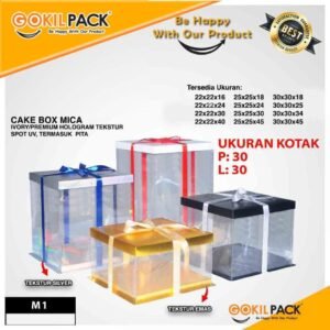 Cake Box Kotak Kue Mika Transparan Dus Hantaran - M1 Tutup Mika 30x30