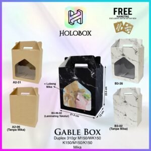 gable box/kotak kue/box packaging/dus tentengan/Uk 21.5x13x23.5/A2-06