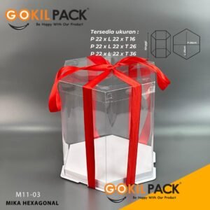 GOKIL PACK Cake Box Hexagonal Segi Enam Kue Mika Transparan Dus Hadiah Gift Tutup Mika M11-03