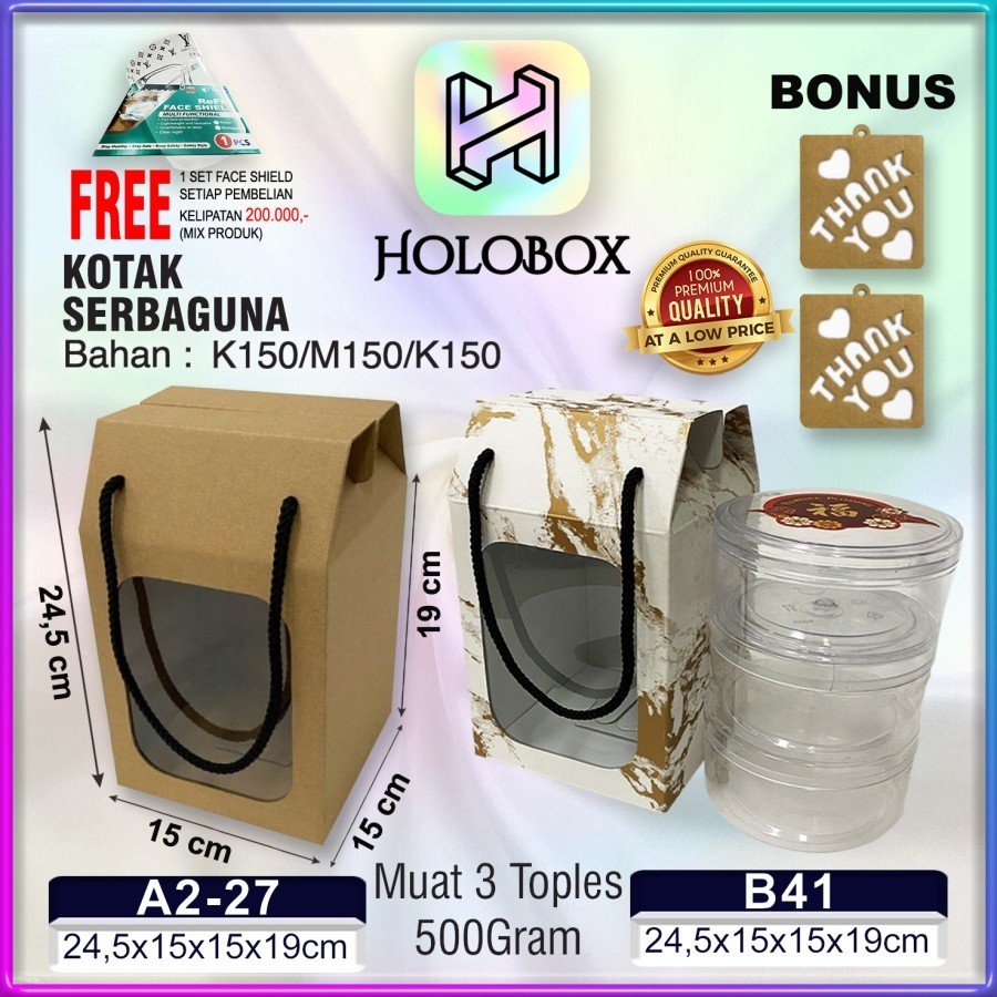 Kotak Kue / Cake / Dus / Hampers / Box / Packaging / Serbaguna / Toples / 500GR / A2-27 - Image 3