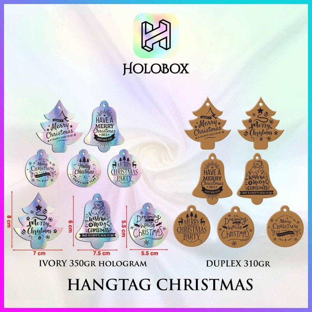 HANGTAG NATAL|MERRY CHRISTMAS|HOLOGRAM|SILVER|HIASAN|AKSESORIS|H140