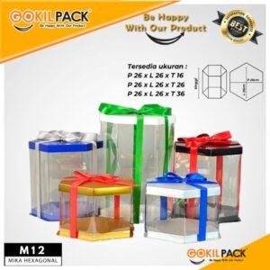 Cake Box Hexagonal / Segi enam Kue Mika Transparan Dus Hantaran - Tutup Mika M12