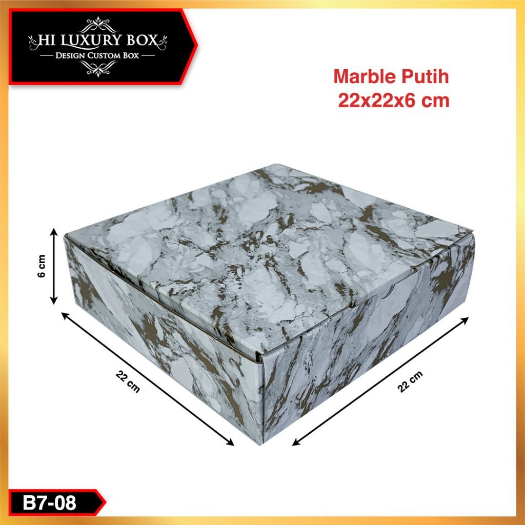 Kotak Kado Baju - Kotak Mika Marble - Kotak Souvenir - 22x22x6 - B7 (08-09)