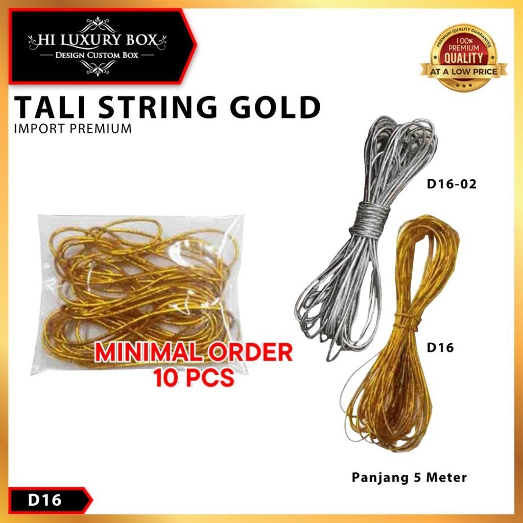 Tali String Emas | Tali Emas Karet Premium Import | Murah 5 m