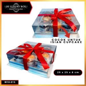 Box Mika / Kotak Kue Mika / Box Cupcake + Tatakan / Packaging Mika /25X25/ M10