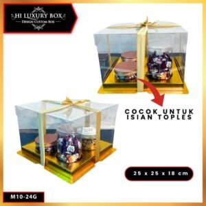 Box Mika / Kotak Kue Mika / Box Cupcake + Tatakan / Packaging Mika / 25x25 /tutup hologram M10