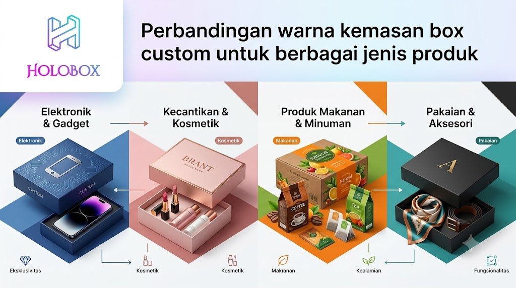 Perbandingan warna kemasan box custom untuk berbagai jenis produk