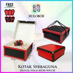 Kotak Kue | Dus Kue | Kotak serbaguna | Kraft | Murah 25x25x12 Merah Hitam Kotak | B15