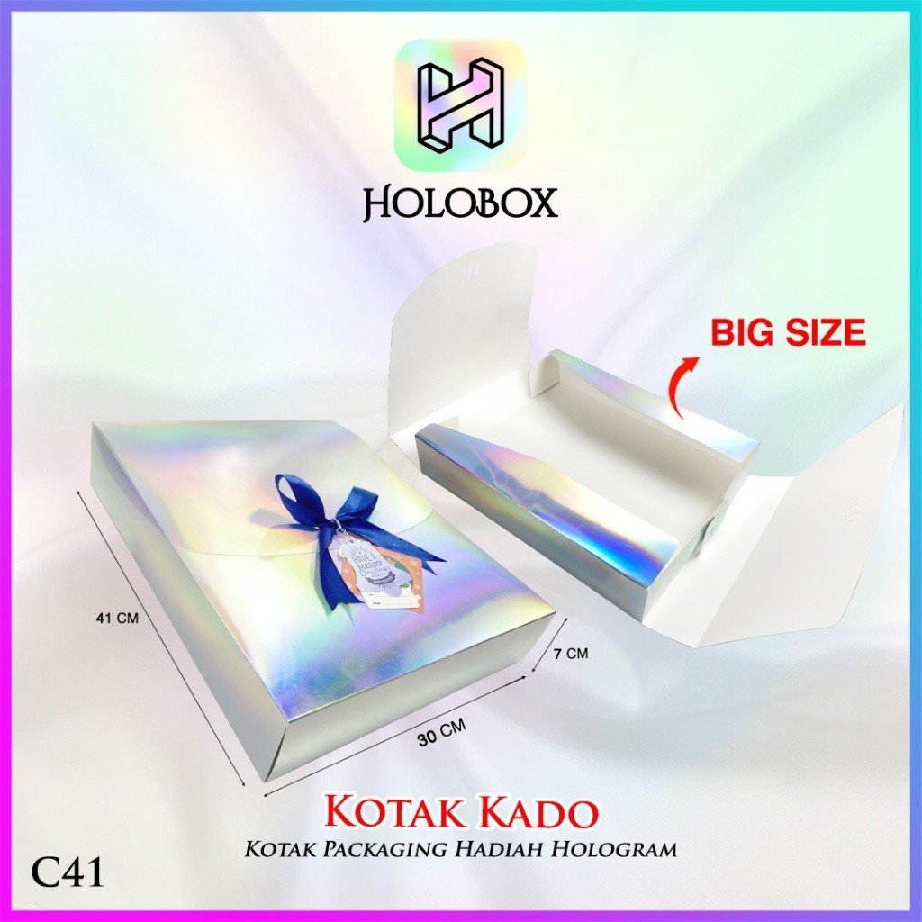 Kotak Kado-Box Hologram-Box Hampers- Dus Hadiah Silver Hologram - C41 - Image 2