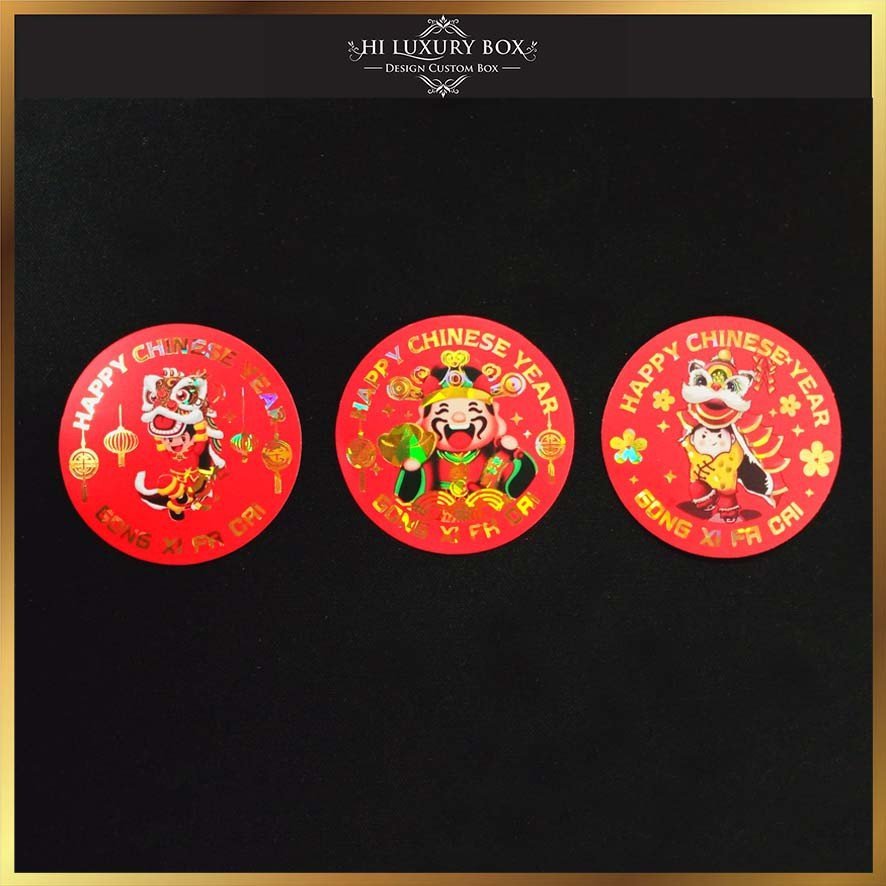 Sticker Gong Xi Fa Chai | Sticker Imlek | Sticker Hologram | Murah 5x5 Chinese New Year