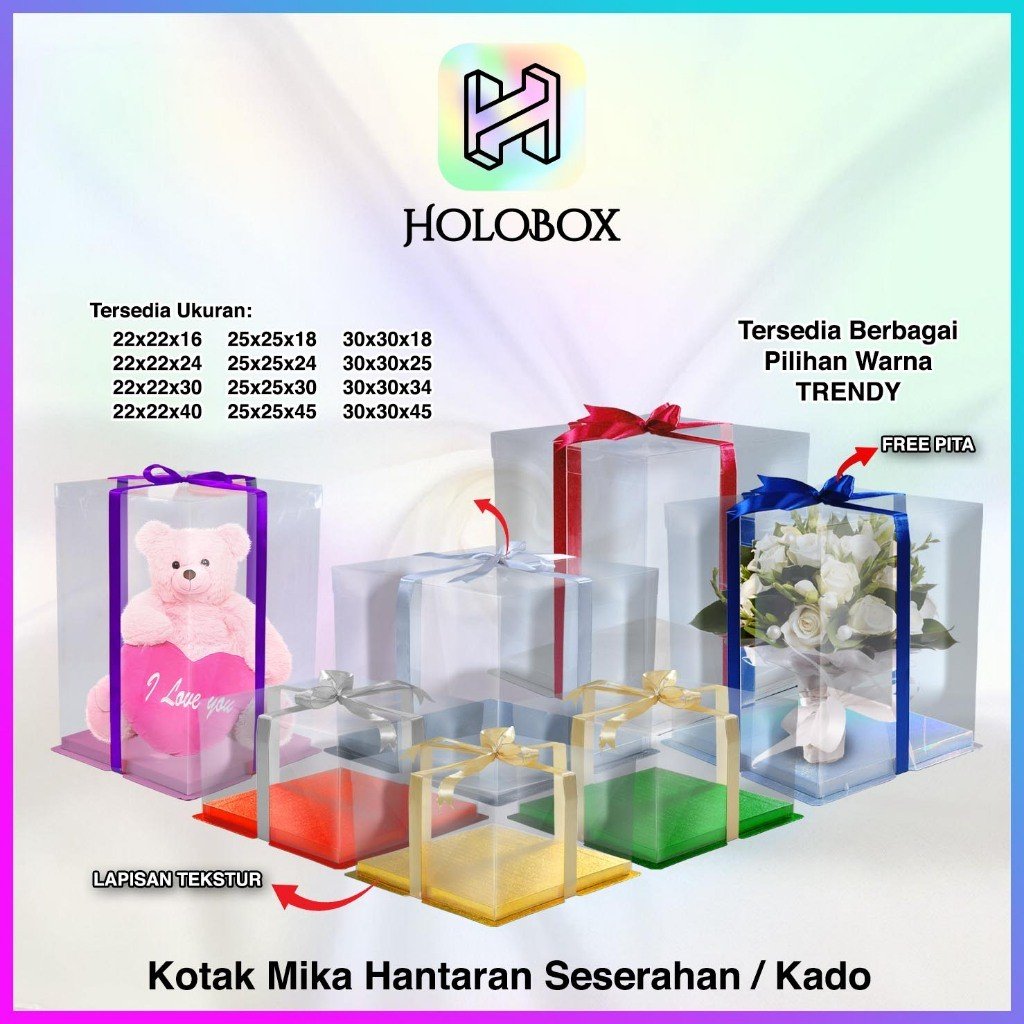 Cake Box Kotak Kue Mika Transparan Dus Hadiah - Tutup Mika 22x22