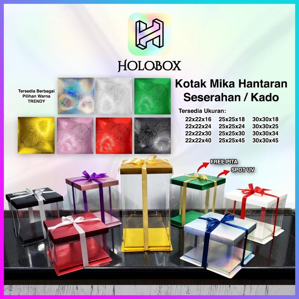 Cake Box Kotak Kue Mika Transparan Dus Hadiah - Tutup Mika 22x22 - Image 2