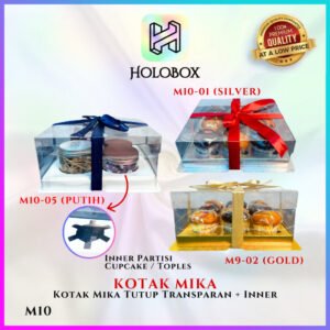 Box Mika / Kotak Kue Mika / Box Cupcake + Tatakan / Packaging Mika / 25x25 /tutup hologram M10