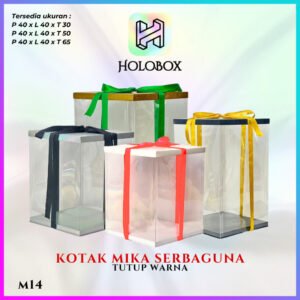 Cake Box Kotak Kue Mika Transparan Dus Hadiah - Tutup Hologram-40X40- M14