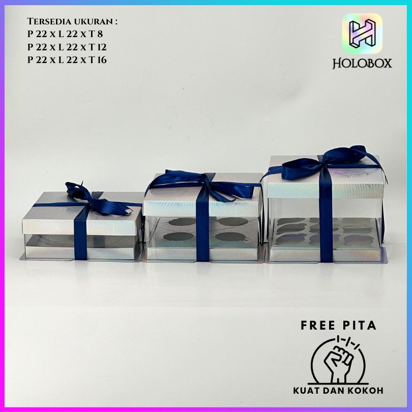 Box Mika / Kotak Kue Mika / Box Cupcake + Tatakan / Packaging Mika /22X22/M17 - Image 4