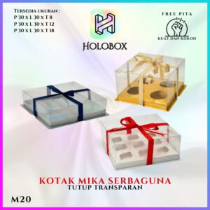 Box Mika / Kotak Kue Mika / Box Toples + Tatakan / Packaging Mika /30X30/ M20