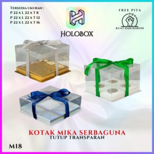 Box Mika / Kotak Kue Mika / Box Cupcake + Tatakan / Packaging Mika/22X22/M18
