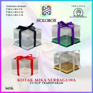 Cake Box Kotak Kue Mika Transparan Dus Hadiah - Tutup Mika/18X18/ M16