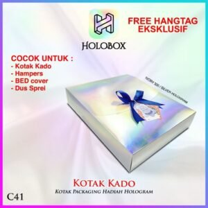 Kotak Kado-Box Hologram-Box Hampers- Dus Hadiah Silver Hologram - C41