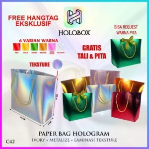 Paperbag/Souvenir/Metalize Hologram/Tas/Kotak Kado/Hadiah/Goddie Bag/C42