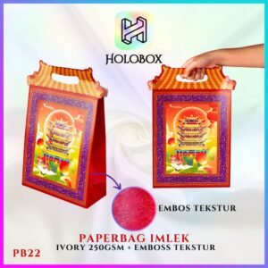 Paper Bag Imlek Souvenir Murah Kantong Kertas Goodie Bag Premium|Bahan Ivory 250Gr Emboss Tekstur Panjang 26cm Lebar 11cm Tinggi 33cm|PB22