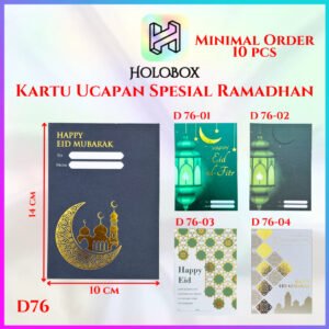 Kartu Ucapan Idul Fitri Spesial Lebaran D76 Bahan Ivory 350 Foil Laminating Doff Ukuran 15x10 cm Minimal Order 10PCS