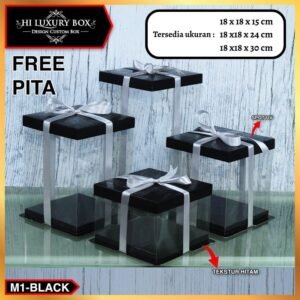 Cake Box Kotak Kue Mika Transparan Dus Hantaran - Tutup Hologram| M1 (18x18)