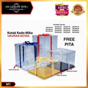 Kotak Mika Hologram - Box Hantaran Transparan Uk 30x30 cm - M1