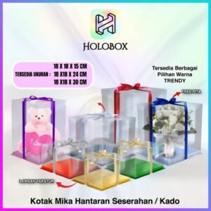 Kotak Mika Hologram - Box Hantaran Transparan Uk 30x30 cm - M1