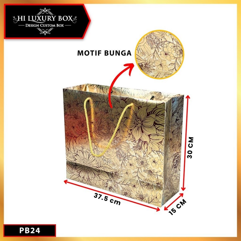 Paper Bag Hadiah Jumbo Motif Metalize Bunga Gift Bag Tas Kado Jinjing|PB24