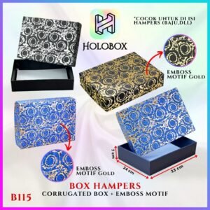 HOLOBOX Box Hampers B115 - Kotak Kado Premium - Dus Packaging Kokoh & Tebal - Ukuran 33x24x7cm - Cocok untuk Sarung, Sejadah, Mukena - Ramah Lingkungan - B115