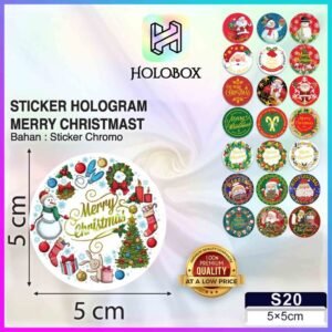 Sticker | Sticker Murah | Sticker Natal | Sticker Emas Hologram | 5x5 Sticker Merry Christmas