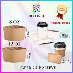 Sleeve Gelas|Sleeve Kraft Paper Cup|Pegangan Gelas Kertas|D45