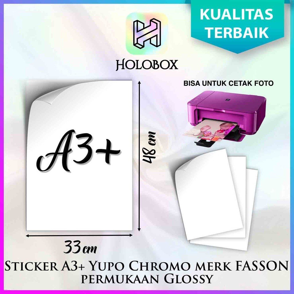 Kertas Sticker Chromo|Stiker Glossy|Fasson A3+ (32.9 cm x 48.3 cm)|D48 - Image 2