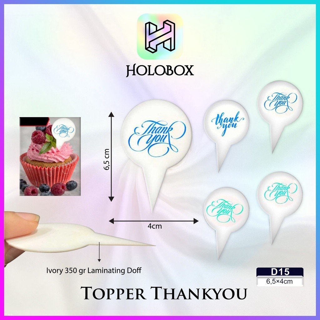 Topper Kue | Topper Kue Motif | Topper Thank You | Ivory | Murah 4x6.5 Topper Ucapan |D15