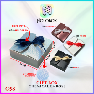 [FREE PITA] Gift Box Chemical Emboss 14x14x5 Cm Kode C58 - Kotak Hadiah Premium