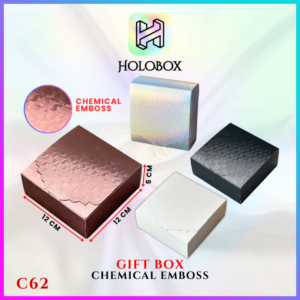 Gift Box Chemical Emboss|Kotak Hadiah Mewah |12x12x5cm|C62
