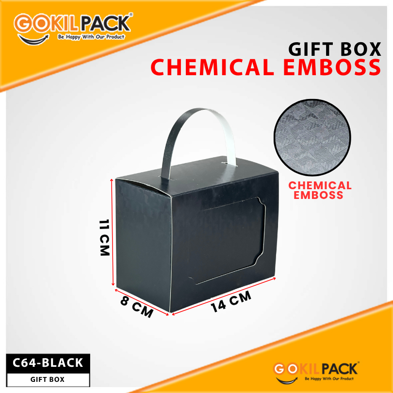 Gift Box Kotak Kado Model Tas Handle Chemical Emboss 14x8x11cm Praktis Dijinjing - C64 - Image 2