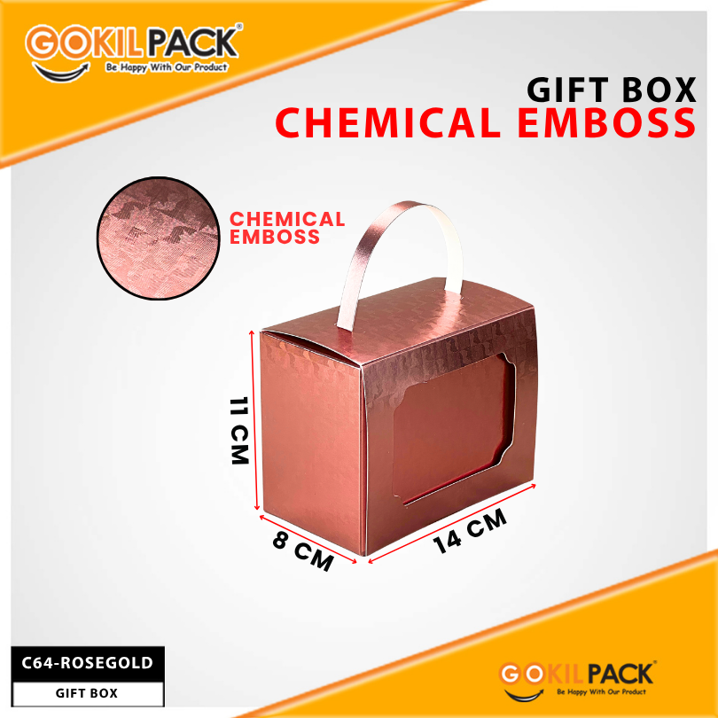 Gift Box Kotak Kado Model Tas Handle Chemical Emboss 14x8x11cm Praktis Dijinjing - C64 - Image 5