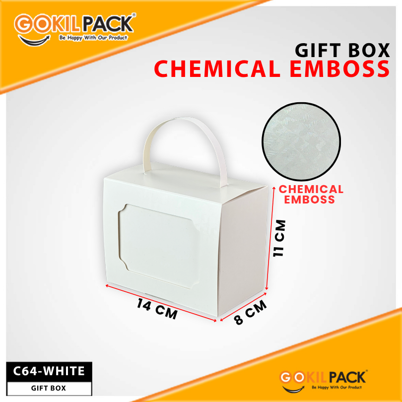 Gift Box Kotak Kado Model Tas Handle Chemical Emboss 14x8x11cm Praktis Dijinjing - C64 - Image 3