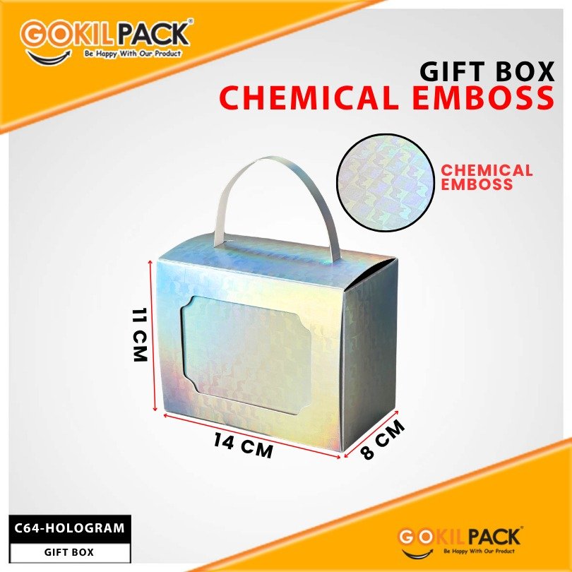 Gift Box Kotak Kado Model Tas Handle Chemical Emboss 14x8x11cm Praktis Dijinjing - C64 - Image 4