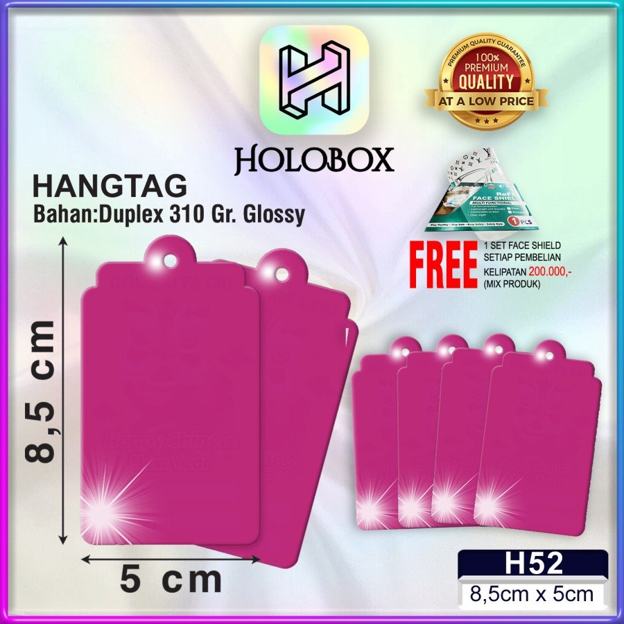 Hangtag Pink | Hangtag Serbaguna | Duplex | 5x8.5 Hangtag Murah
