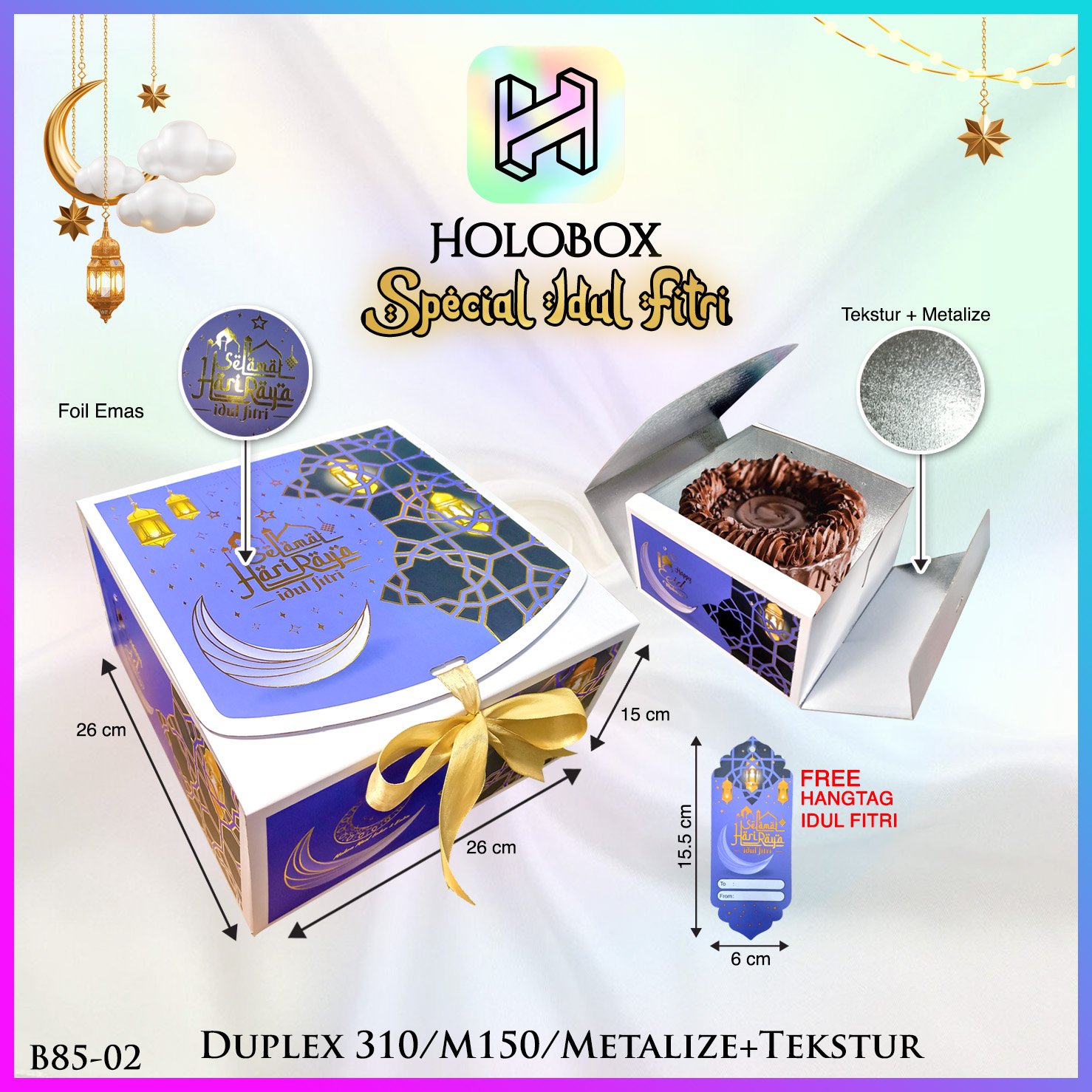 Box Hamper Kotak Lebaran Idul Fitri Dus Packaging Hologram - B85 - Image 4