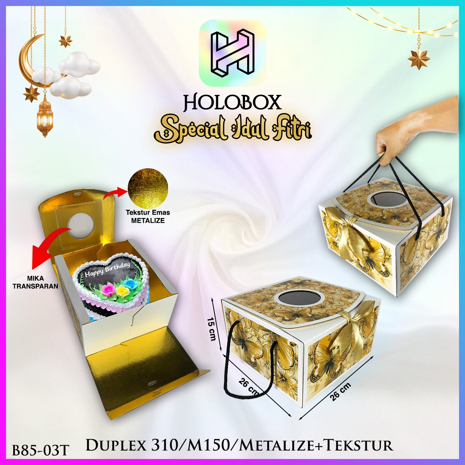 Box Hamper Kotak Lebaran Idul Fitri Dus Packaging Hologram - B85 - Image 8